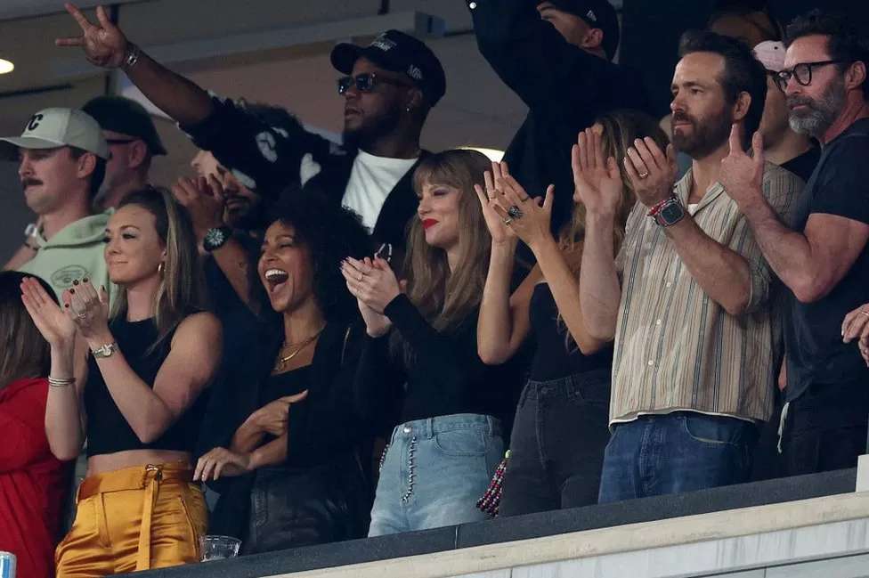 Taylor Swift attends Travis Kelce's NFL game with Ryan Reynolds, Blake Lively, Sophie Turner and Hugh Jackman