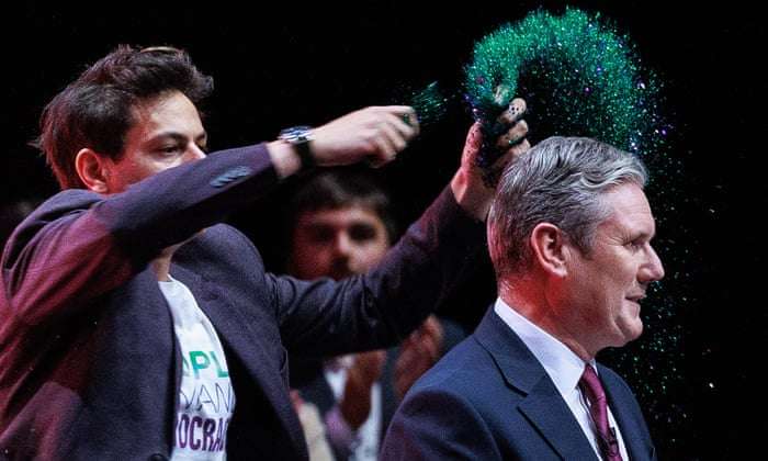Keir Starmer speech disrupted as protester glitter-bombs Labour leader