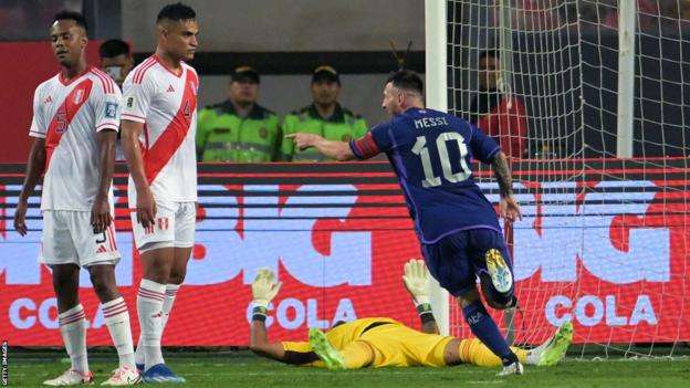 Lionel Messi scores twice for Argentina against Peru as Brazil's Neymar suffers injury