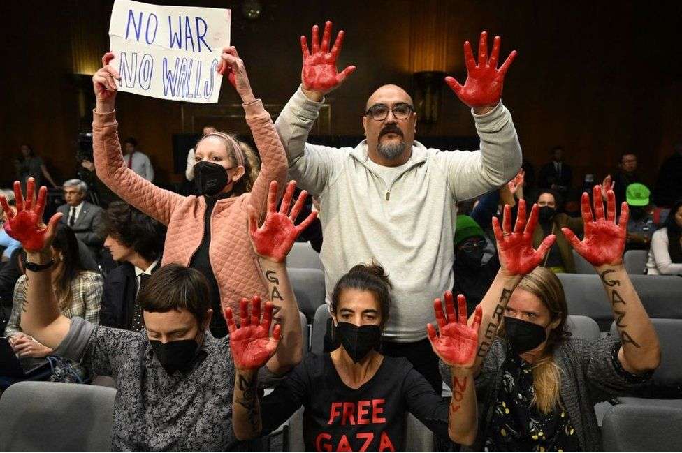 Anti-war protesters interrupt Antony Blinken at US Senate hearing