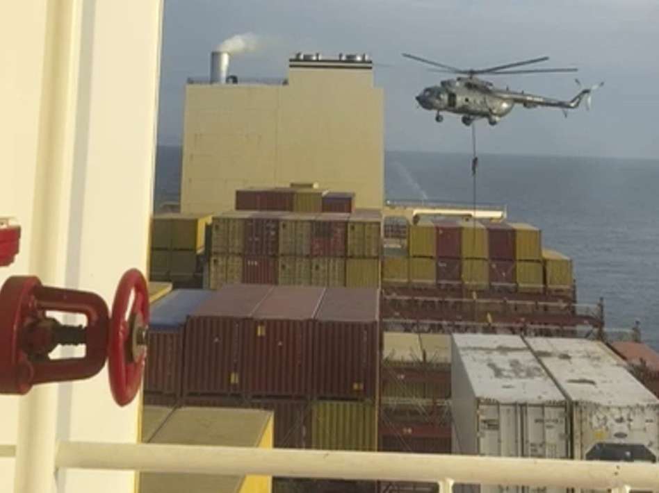 Iranian troops descend from helicopter to seize Israel-linked ship