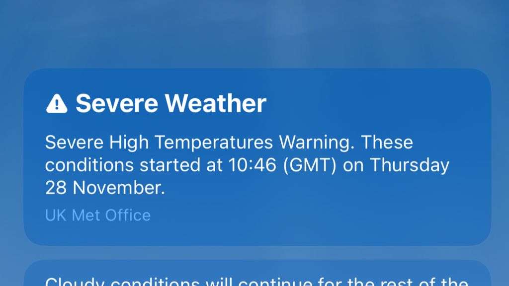 Met Office 'threat to life' hot weather alerts accidentally sent to phones