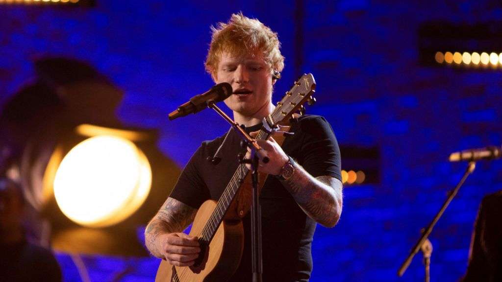 Ed Sheeran meets 'young talent' on visit to Belfast
