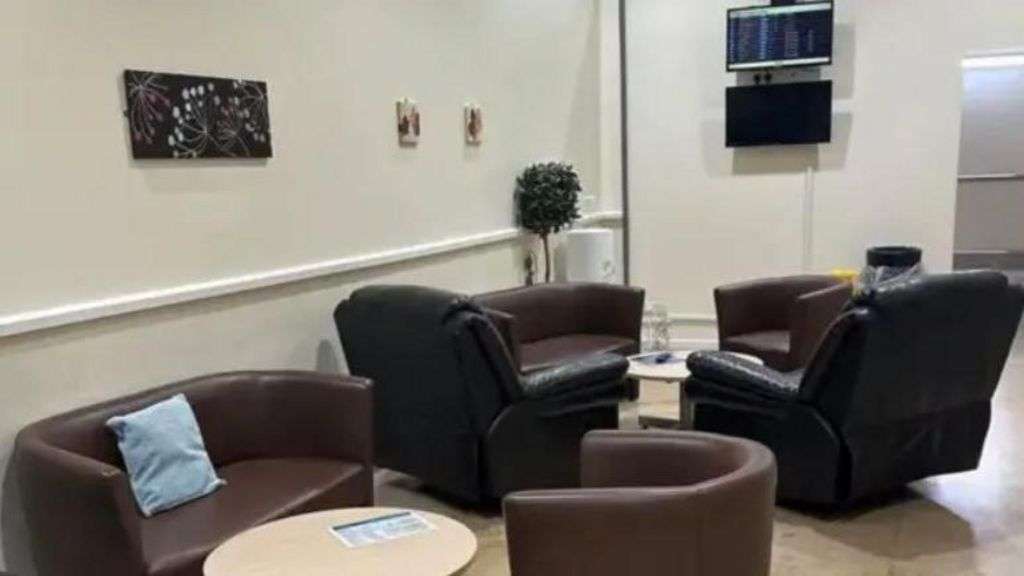 Patients lounge in airport moves to temporary home