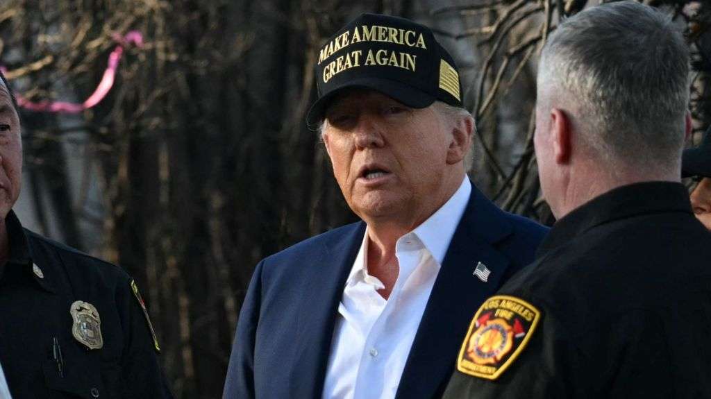 Trump tours LA fire destruction amid worries about disaster aid