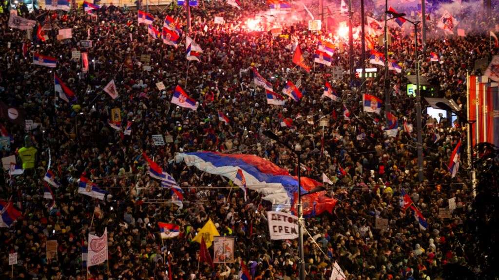 Serbia's largest-ever rally sees 325,000 protest against government