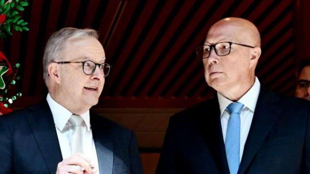 Albanese and Dutton face-off in first Australia election debate