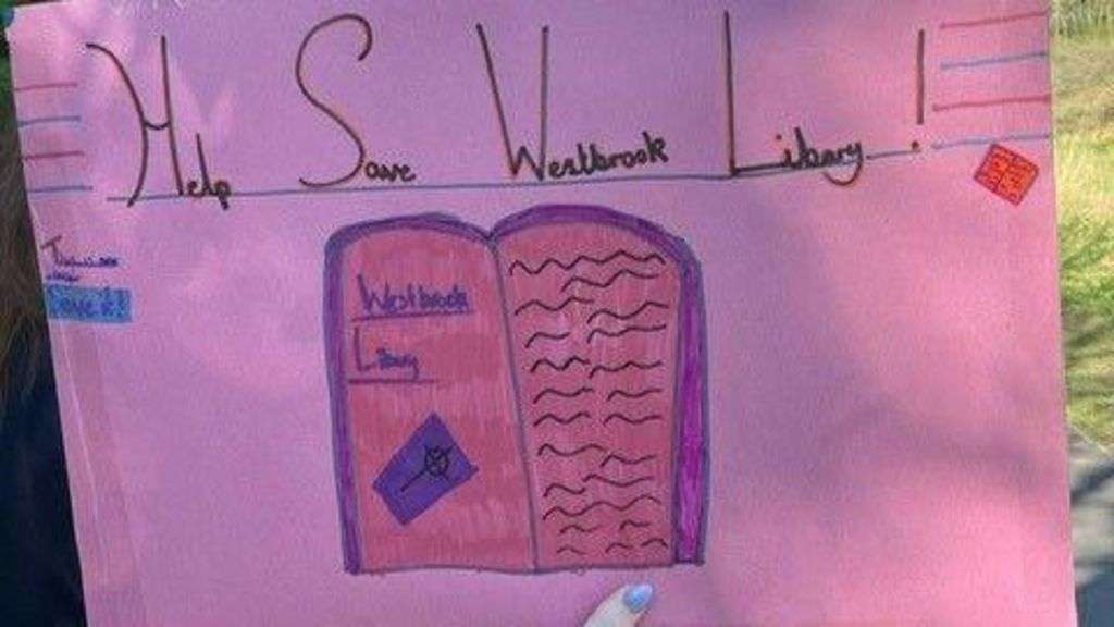 School pupils take part in protest to save library