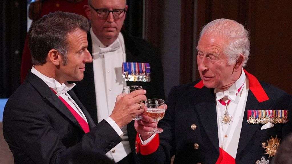 King and Macron toast 'ever closer' UK-France ties at state banquet