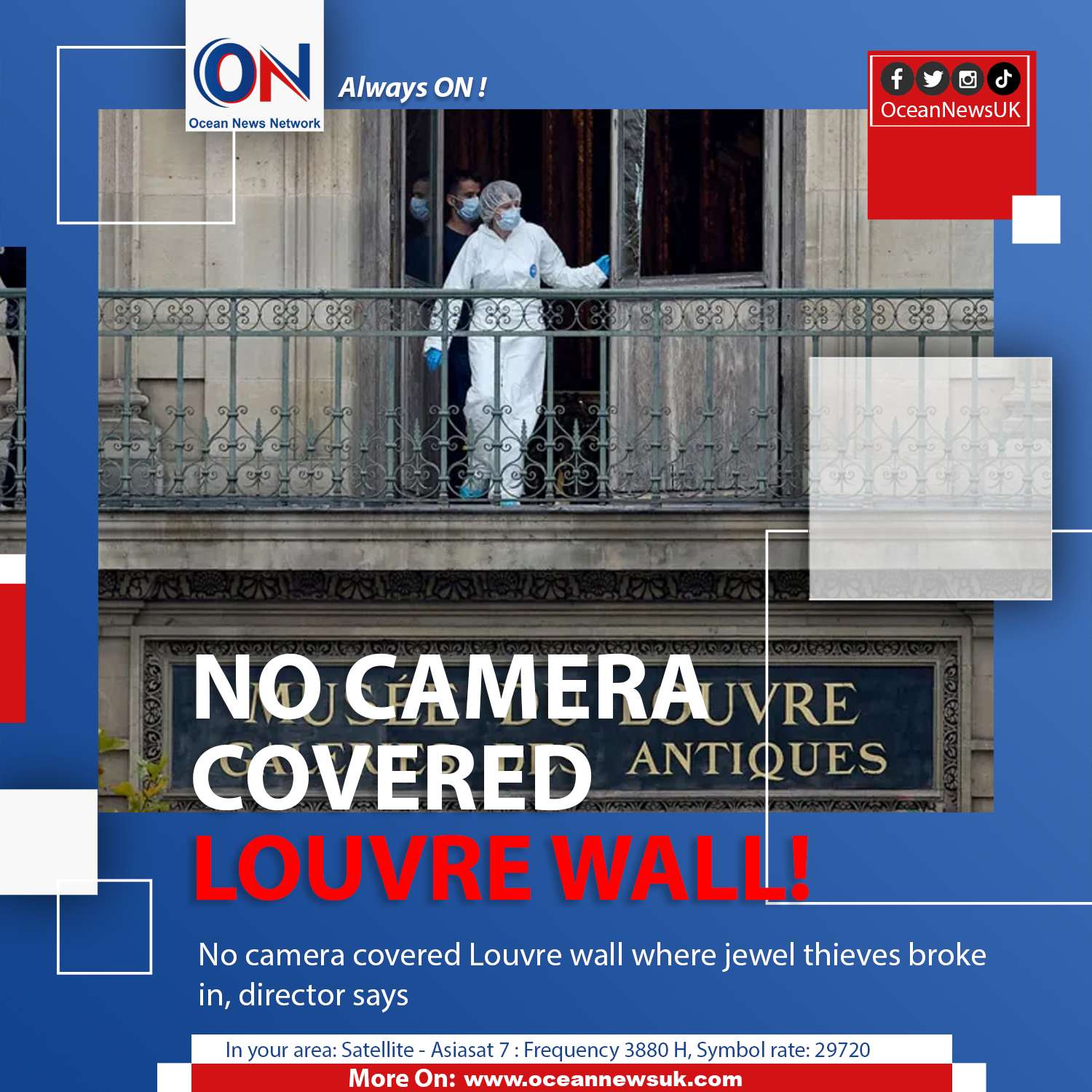 No camera covered Louvre wall where jewel thieves broke in, director says