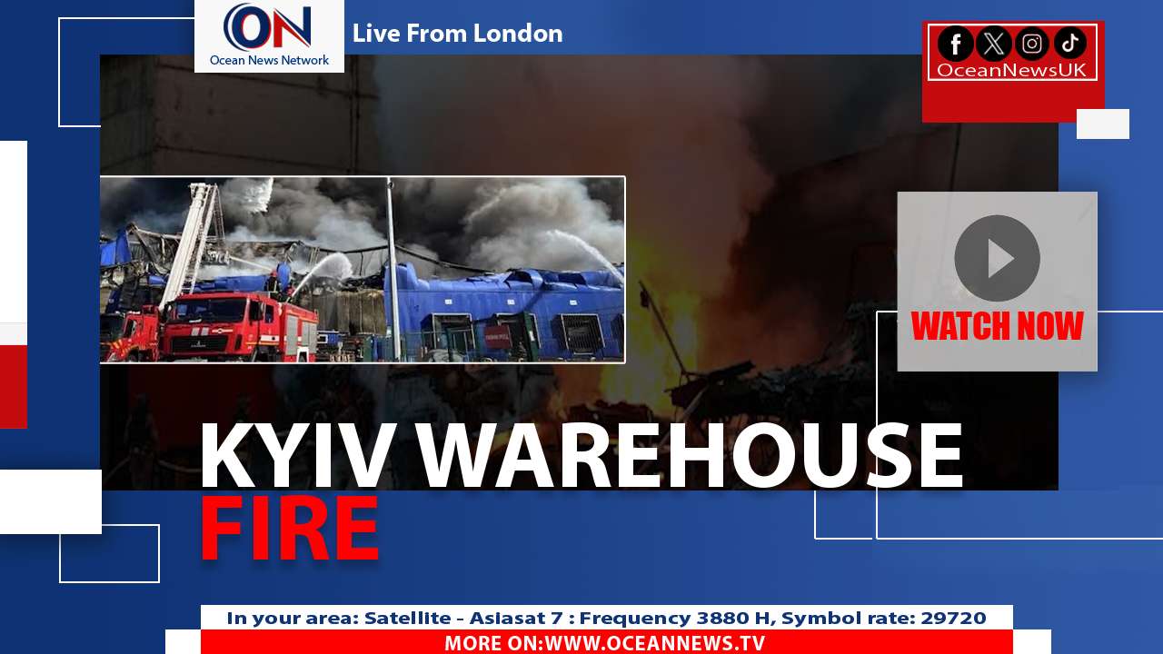 Warehouse Blaze in Kyiv After Russian Strikes